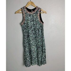 Varun Bahl Dress Womens One Size Green Sequin Embellished Sleeveless Shift Party